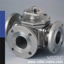 Flange End 150lb Stainless Steel T Port Three Way Ball Valve